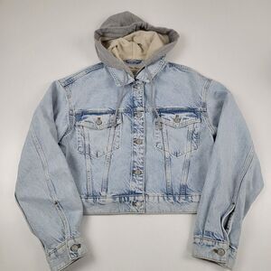 Free‎ People We The Free Hooded Blue Denim Boho Jacket Womens Sz Medium